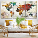 Watercolor World Map Canvas Print – Framed Wall Art for by MyGreatCanvas | Canvas Wall Art Prints | Photo Prints & Wall Decor