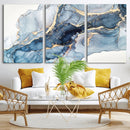 Abstract Art Print - Blue Abstract Canvas Wall Art Print
