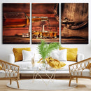 Whiskey and Cigar Canvas Wall Art | 3 Panel Bar Room Decor by MyGreatCanvas | Canvas Wall Art Prints | Photo Prints & Wall Decor