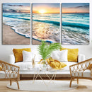 Sunset Beach Waves Canvas Wall Art – 5-Panel Ocean Sunset by MyGreatCanvas | Canvas Wall Art Prints | Photo Prints & Wall Decor