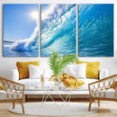 Blue Big Wave Surfing Ocean Canvas Wall Art Artwork Print