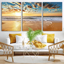 Golden Sunset Beach Print Canvas Wall Art, Giclee Canvas