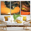 Surf Wave Sunset Canvas Wall Art Print, 3-Panel Ocean