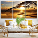 Golden Tropical Beach Sunset Canvas Triptych, Coastal Palm by MyGreatCanvas | Canvas Wall Art Prints | Photo Prints & Wall Decor