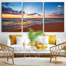 Serene Ocean Sunset Canvas Print, Golden Hour Beach Wall