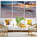 Sea Ocean Sunset Beach Wall Art Canvas Print