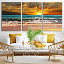 Golden Sunset Beach Canvas Wall Art – Triptych Seascape by MyGreatCanvas | Canvas Wall Art Prints | Photo Prints & Wall Decor