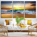 Golden Sunset Ocean Waves Wall Art Canvas Print – Multi