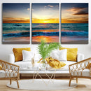 Vibrant Ocean Sunrise Over Golden Beach Waves, Giclee Canvas by MyGreatCanvas | Canvas Wall Art Prints | Photo Prints & Wall Decor