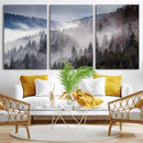 Beautiful Rising Fog in Winter Mountain Landscape- Framed