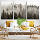 Foggy Mountain Wall Art | 3-Panel Foggy Forest and Mountain