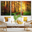 Sunlight Through Trees Wall Art Canvas Print - Autumn Forest