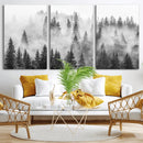 Forest Wall Art Print | Foggy Pine Forest Canvas Wall Art -
