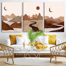Boho Wall Art Canvas Print Set Mid-Century Prints Bohemian