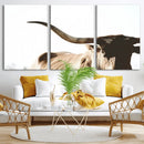 Texas Longhorn Wall Art Canvas Print | 3-Panel Large by MyGreatCanvas | Canvas Wall Art Prints | Photo Prints & Wall Decor