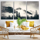 Large Foggy Mountain Forest Wall Art Canvas Print | Misty