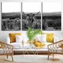 Black and White Highland Cow Canvas Wall Art, Longhorn by MyGreatCanvas | Canvas Wall Art Prints | Photo Prints & Wall Decor