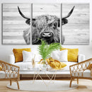 Scottish Highland Cow Cattle Art Print on Wood Background by MyGreatCanvas | Canvas Wall Art Prints | Photo Prints & Wall Decor