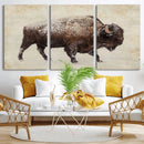 Buffalo Wall Art, Western Bison Canvas Print, Rustic Buffalo