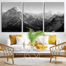Everest Himalaya Mountain Peaks Black & White Triptych