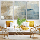 Abstract Blue and Beige Wall Art, Modern Minimalist Canvas