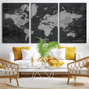 World Map Canvas Print – Detailed Map of the World Wall Art