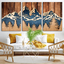 Rustic Wood Style Mountain Wall Art, Nature Forest Canvas