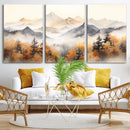 Abstract Mountain Wall Art | Misty Mountain Forest and