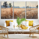 Golden Fields Canvas Wall Art Print – Serene Landscape of
