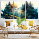 Watercolor Trees Forest Abstract Wall Art Canvas Print,
