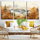 Golden Autumn Forest Wall Art Canvas | Mountain Landscape