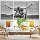 Texas Longhorn Cow Wall Art, Texas Longhorn Canvas, Cattle