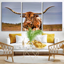 Texas Longhorn Wall Art Print, Framed Longhorn Cow Wall Art