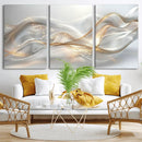 Abstract art Grey and Gold Lines Wall Art