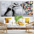 Banksy Art Behind the Curtain Street Wall Art Canvas Print |