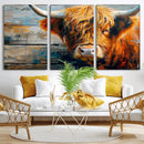 Highland Cow Abstract Canvas Wall Art – Bold Farmhouse