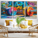 Fitness Gym Barbell Graffiti Wall Art Canvas Print