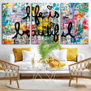 Life Beautiful Art Print - Banksy Graffiti Wall Art Canvas by MyGreatCanvas | Canvas Wall Art Prints | Photo Prints & Wall Decor