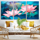 Pink Lotus Flower Canvas Wall Art | Vibrant Floral Wall