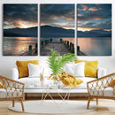 Mountain Lake Wood Pier Canvas Wall Art Nature Lake Print