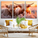 Highland Cows at Sunrise Wall Art Canvas Set – Serene and by MyGreatCanvas | Canvas Wall Art Prints | Photo Prints & Wall Decor