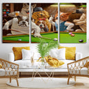 Dogs Playing Pool Canvas Wall Art Funny Gifts Dog Print