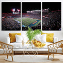 Ben Hill Griffin Stadium Night Game Triple Canvas Wall Art -