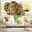 Blue-Eyed Leopard Canvas Wall Art - Framed Animal Print