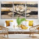 Abstract Lotus Flower Wall Art Canvas Print, Meditation Yoga