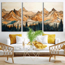 Rustic Wood Mountain Wall Art Print | Triptych Giclee Print