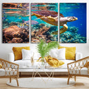 Sea Turtle Wall Art Canvas Print – Vibrant Ocean Coral Reef