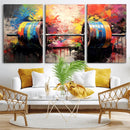 Weightlifting Barbell Art Triptych, Bold Abstract Fitness
