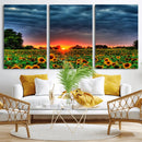 Golden Sunflower Field at Sunset – Breathtaking Sky and
