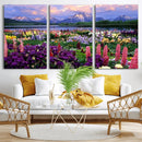 Vibrant Wildflower Garden and Mountain View Giclee Canvas